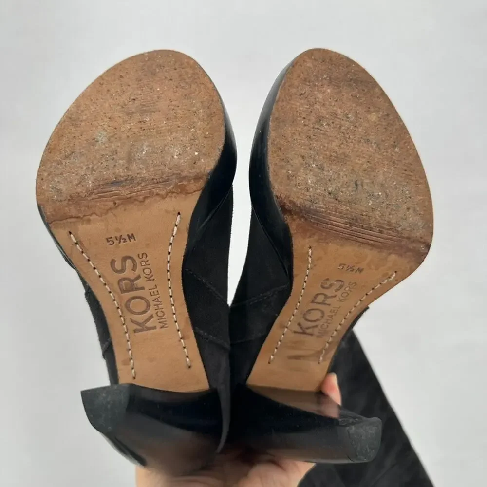 Michael Kors Knee High Boots Womens 5.5‎ Gray Suede Leather Old Money Luxury - Picture 5 of 7